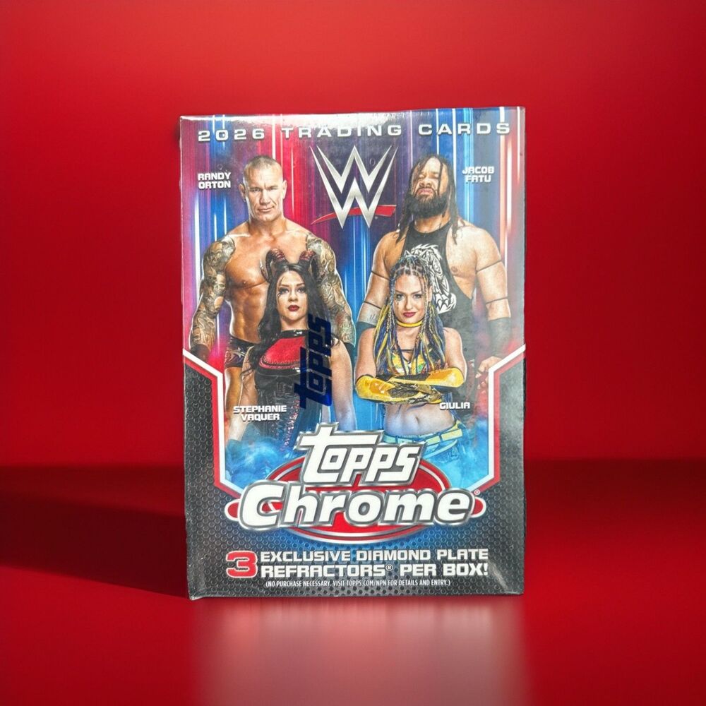 2026 Topps Chrome WWE Sealed Blaster Box w/3 Diamond Plate-in Hand Ships Daily